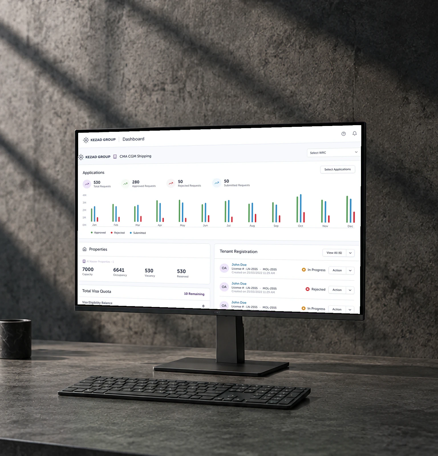 The rebuilt ATLP dashboard on a monitor against a concrete wall