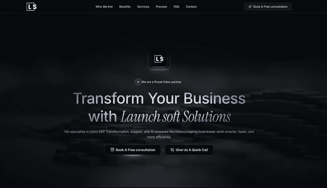 Launchsoft hero before and after the redesign: after