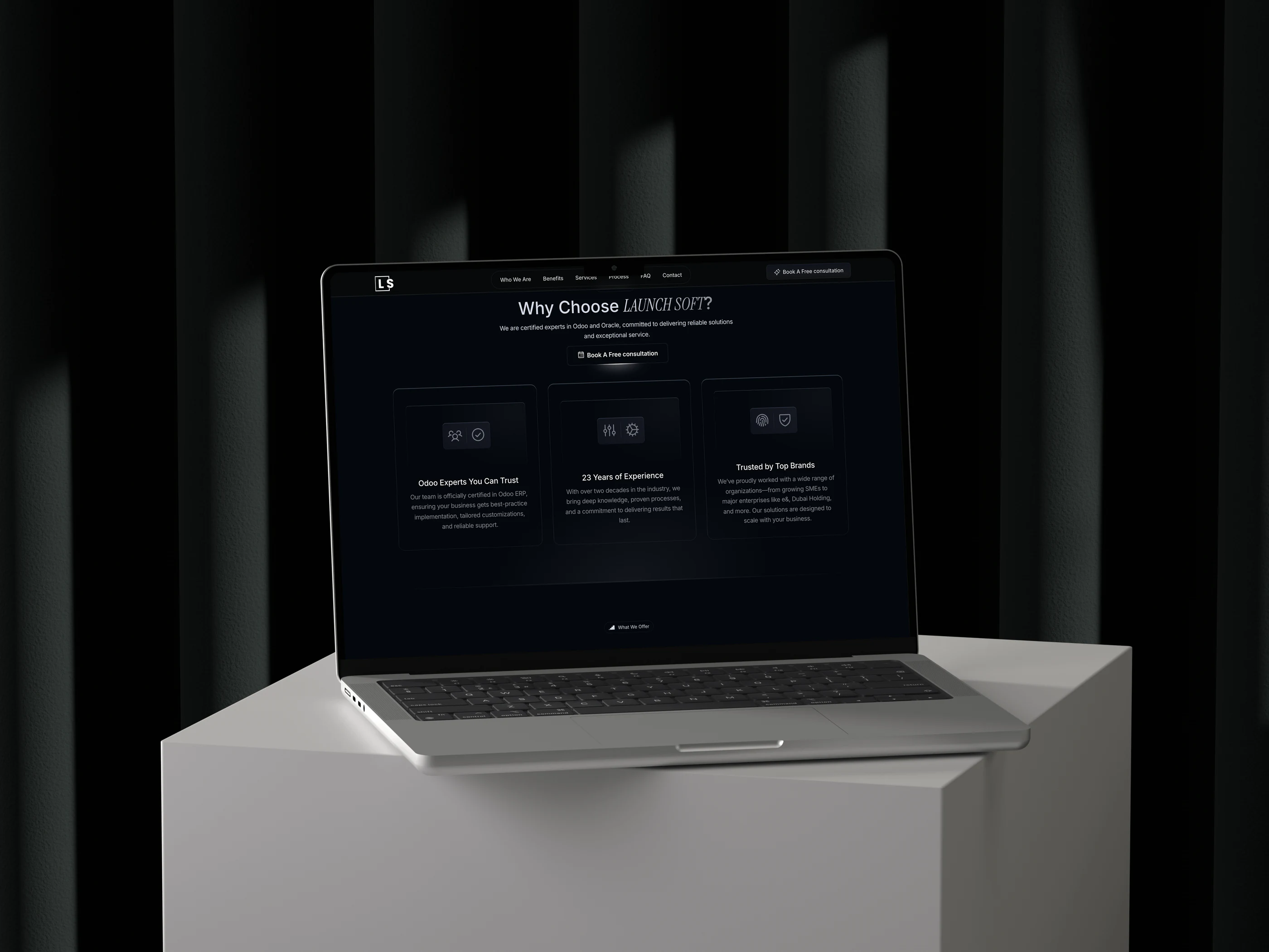 The Why Choose Launch Soft section on a MacBook Pro